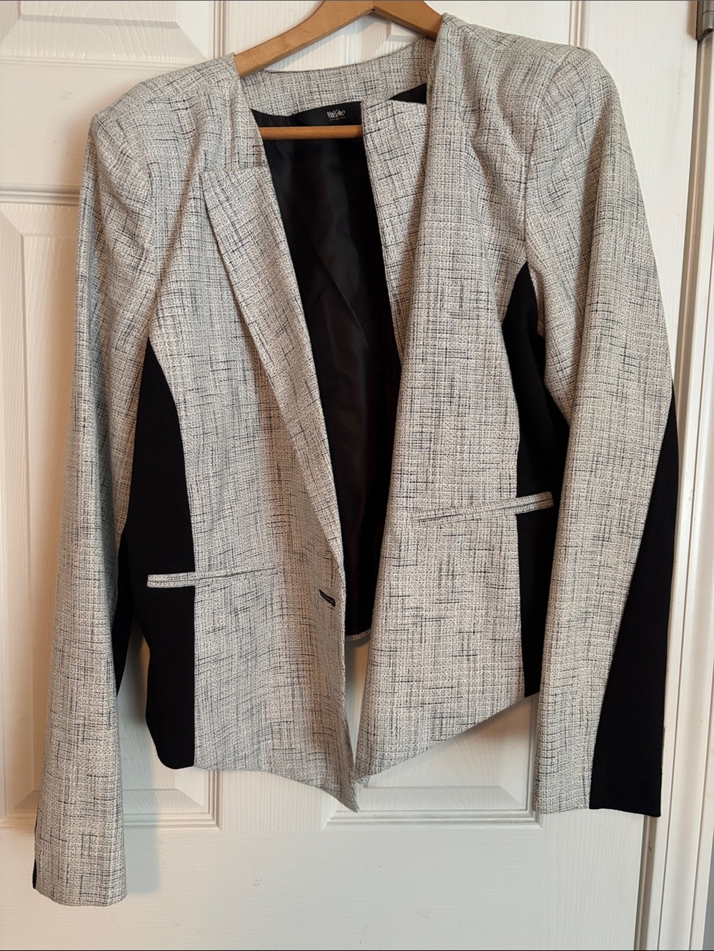 Mossimo Supply Co. Gray-White Textured Blazer with Black Panels